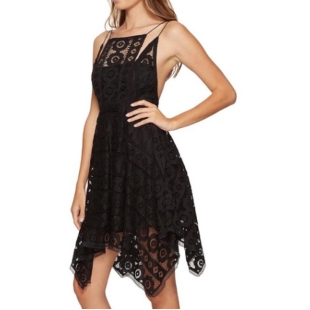 Free People Just like Honey black lace dress size 0 fairy princess goth scene - Picture 2 of 8